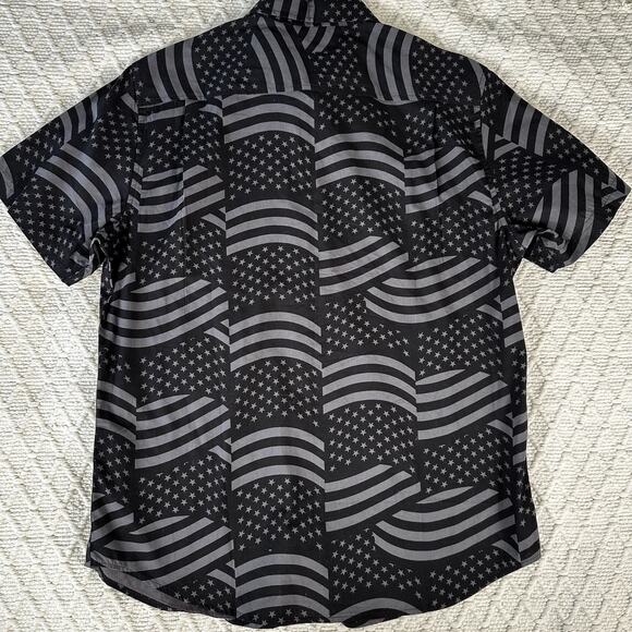 Matix Men's XL Black Gray American Flag Button Up Short Sleeve Shirt NWT - Picture 4 of 7